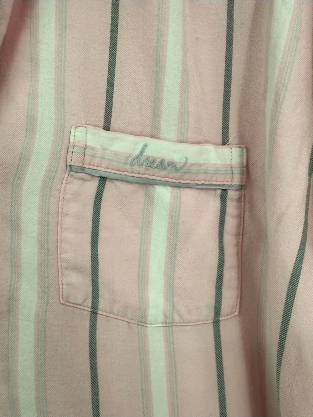Victoria's Secret Women Flannel Pajama Set Pink Gray Stripe Size M Button Up